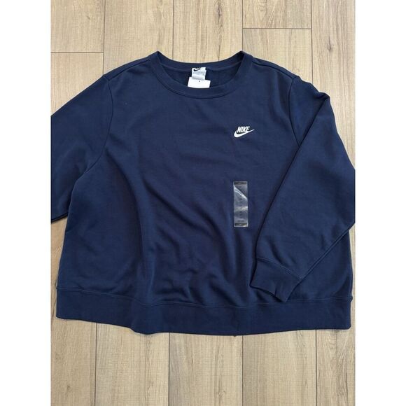 Nike Sportswear Club Fleece Crew Womens Pullover Blue Navy Sweater 3XL DV5087 - Picture 2 of 3